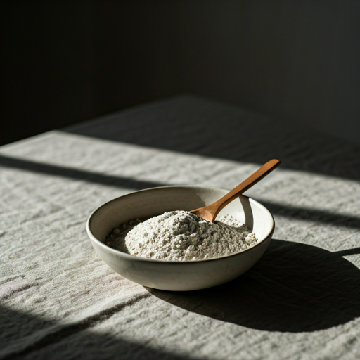 Wooden spoon mixing raw powder